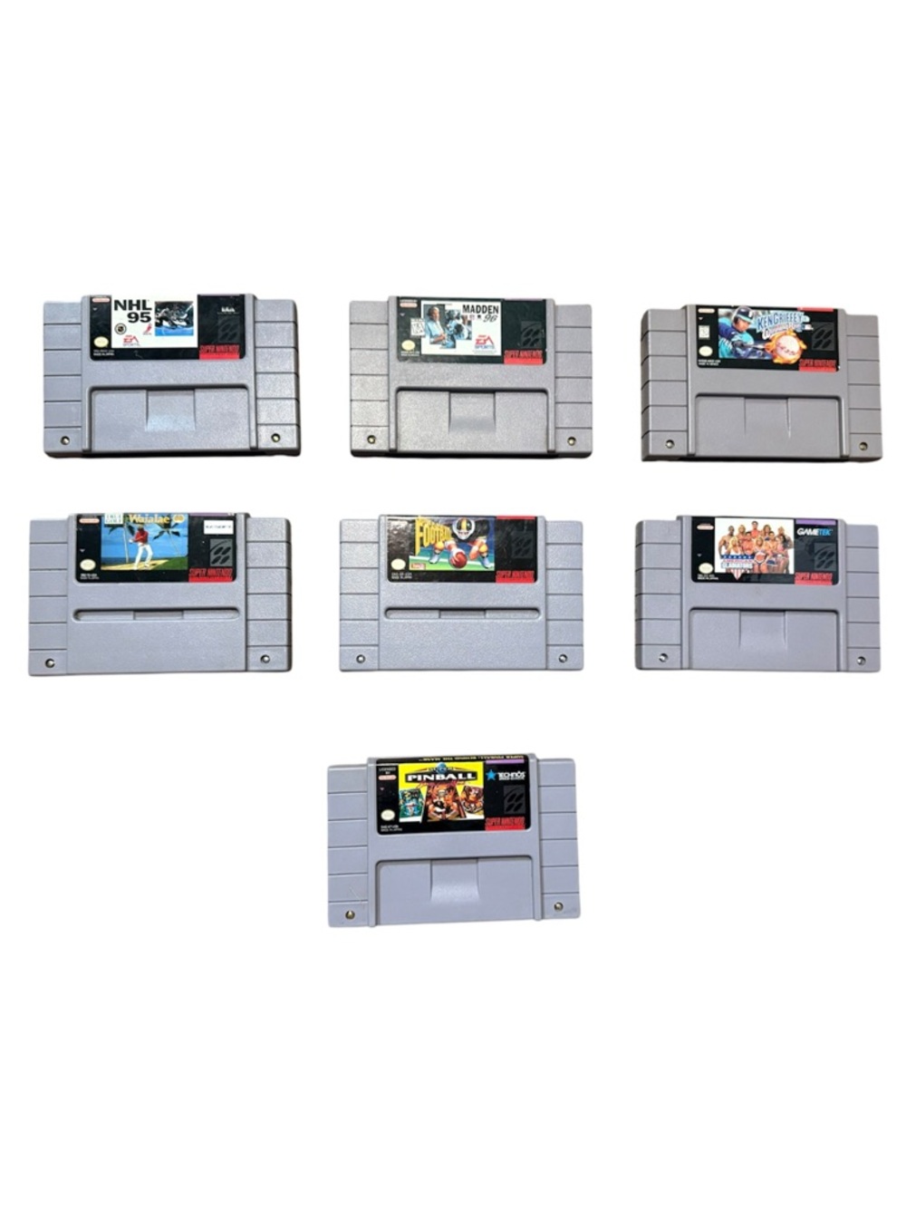 Super Nintendo SNES Games Lot of 7 - Madden 96, NHL 95, Ken Griffey Jr & More